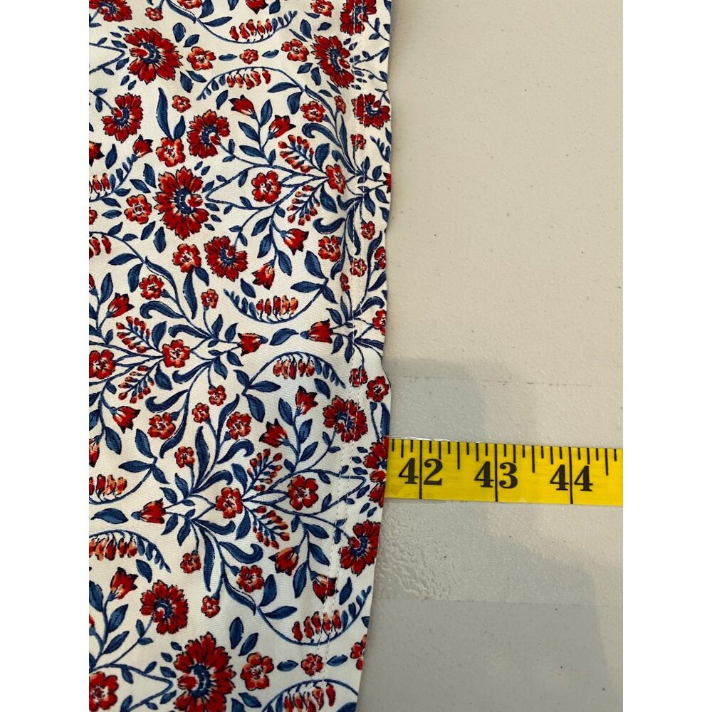 Lands End Dress V-Neck Long Sleeve Red & Blue Floral Pattern Medium - Picture 6 of 10